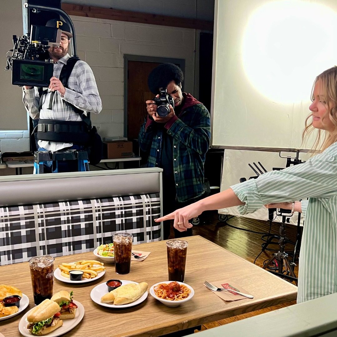 Film crew shooting a commercial on location