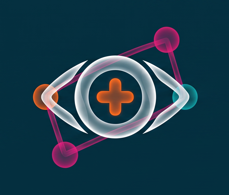 Glowing Eye Graphic With Plus Sign Pupil