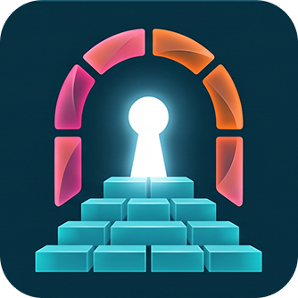 Glowing Keyhole Portal With Blue Steps Graphic
