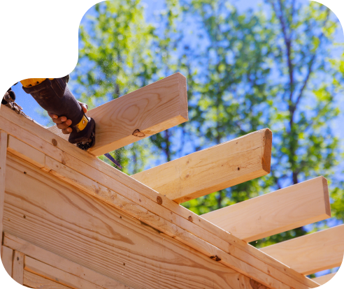 image of a structure being built with wood