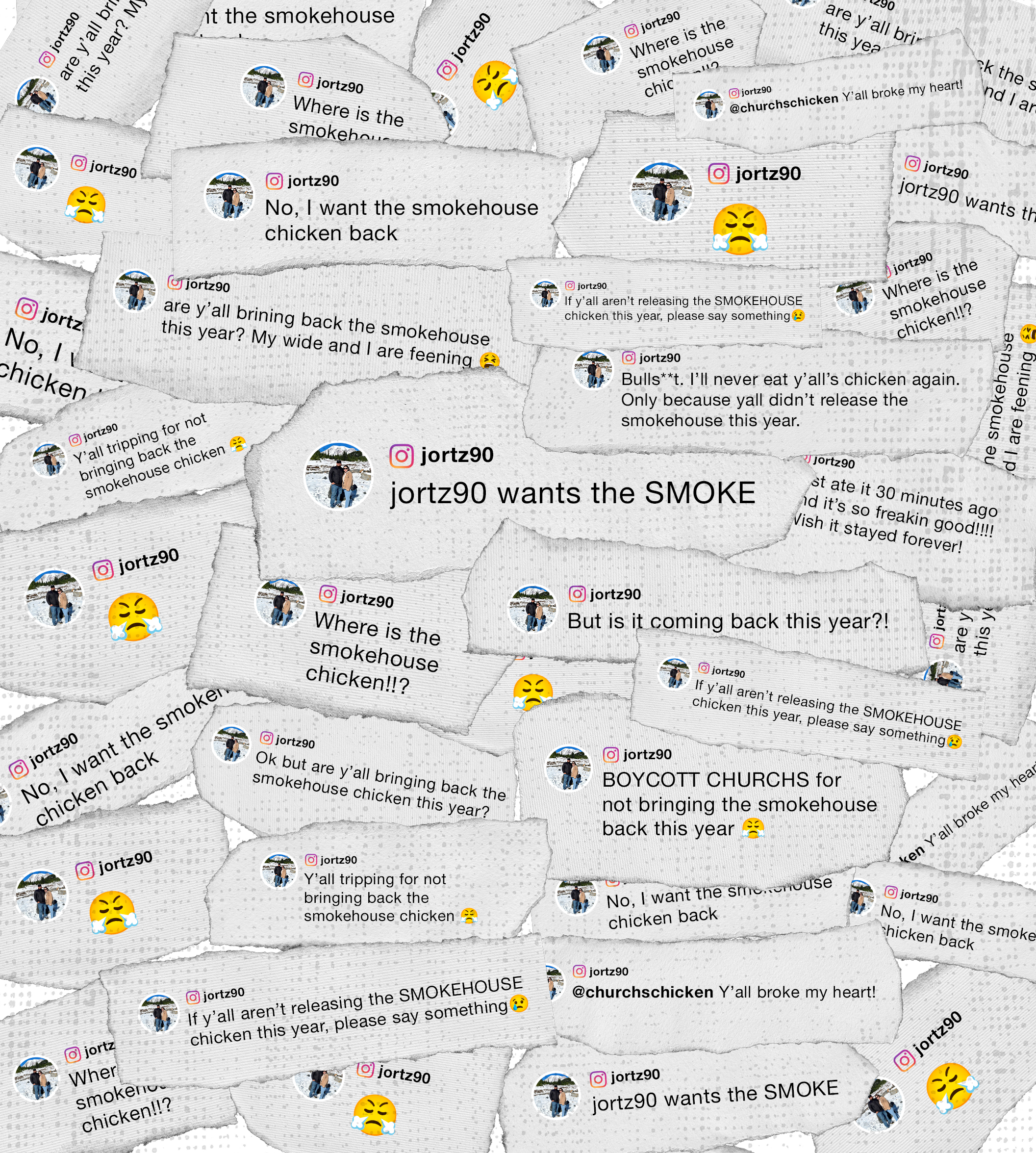 Jortz Instagram messages on scraps of paper