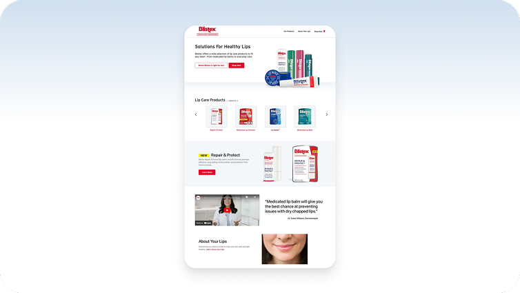 A screengrab of the Blistex homepage.