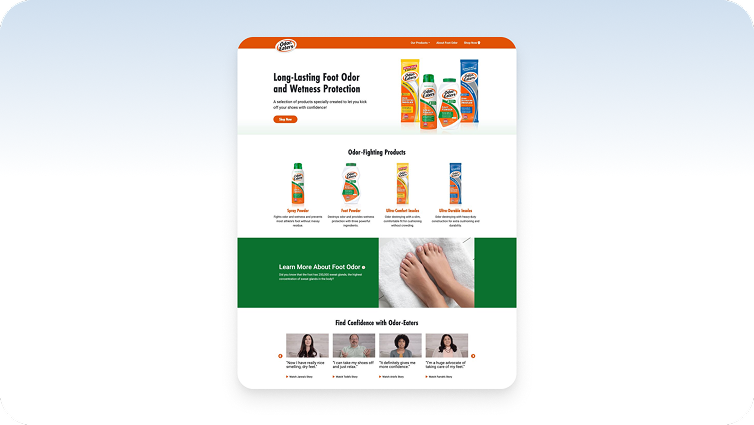 Screengrab of the Odor-Eaters home page
