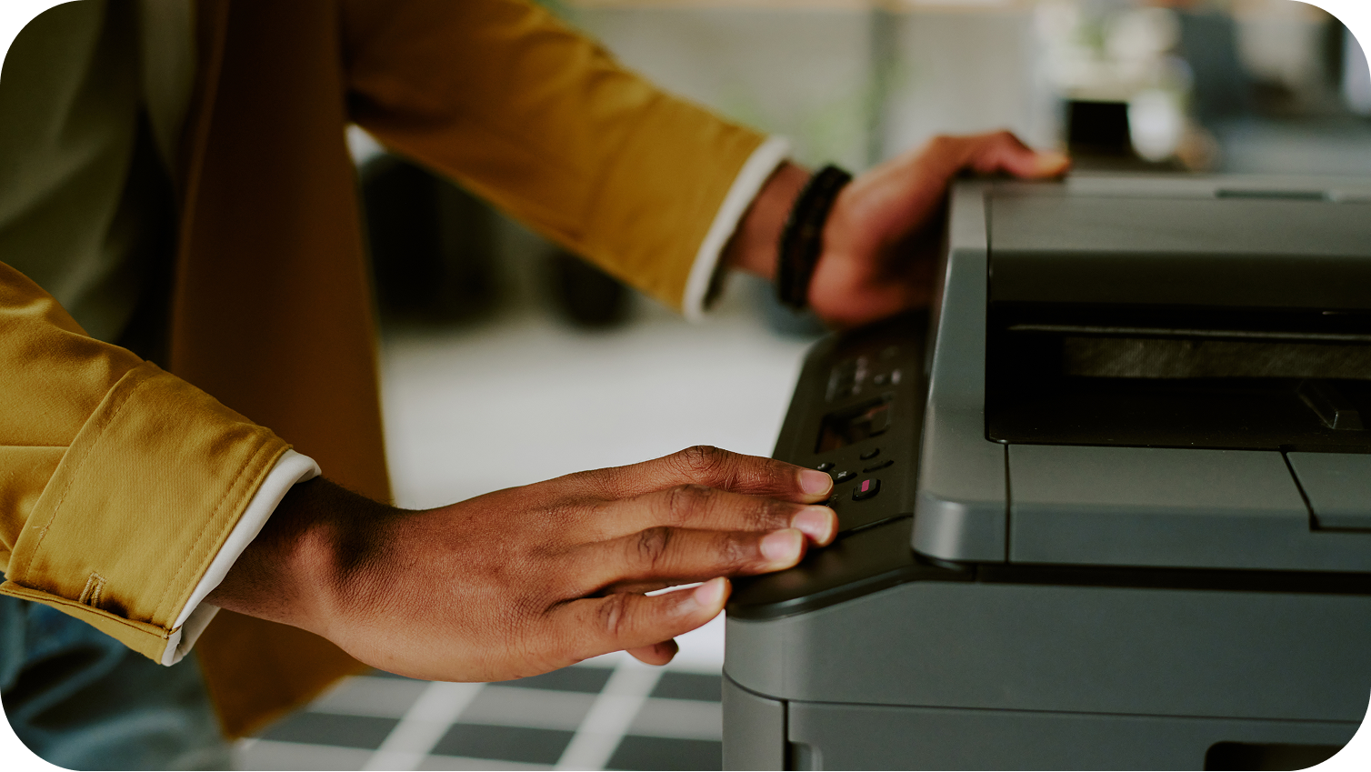 A person using a copier