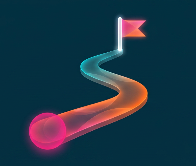 Glowing Winding Path Leading To A Flag Graphic