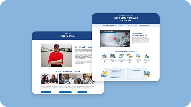 Goodwill of North Georgia Our Mission and Technology Careers Program pages